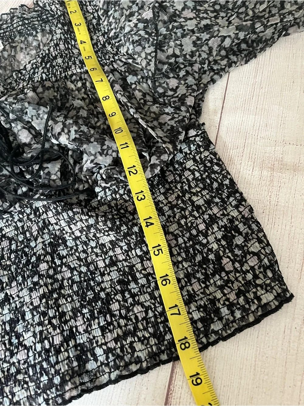 Free People “Beatrice” flouncy black/white boho top